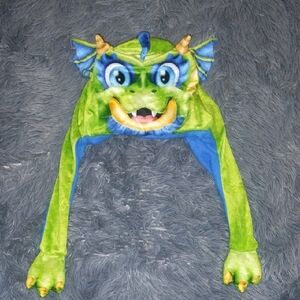 Vibrant Green and Blue Dragon Hat for Kids